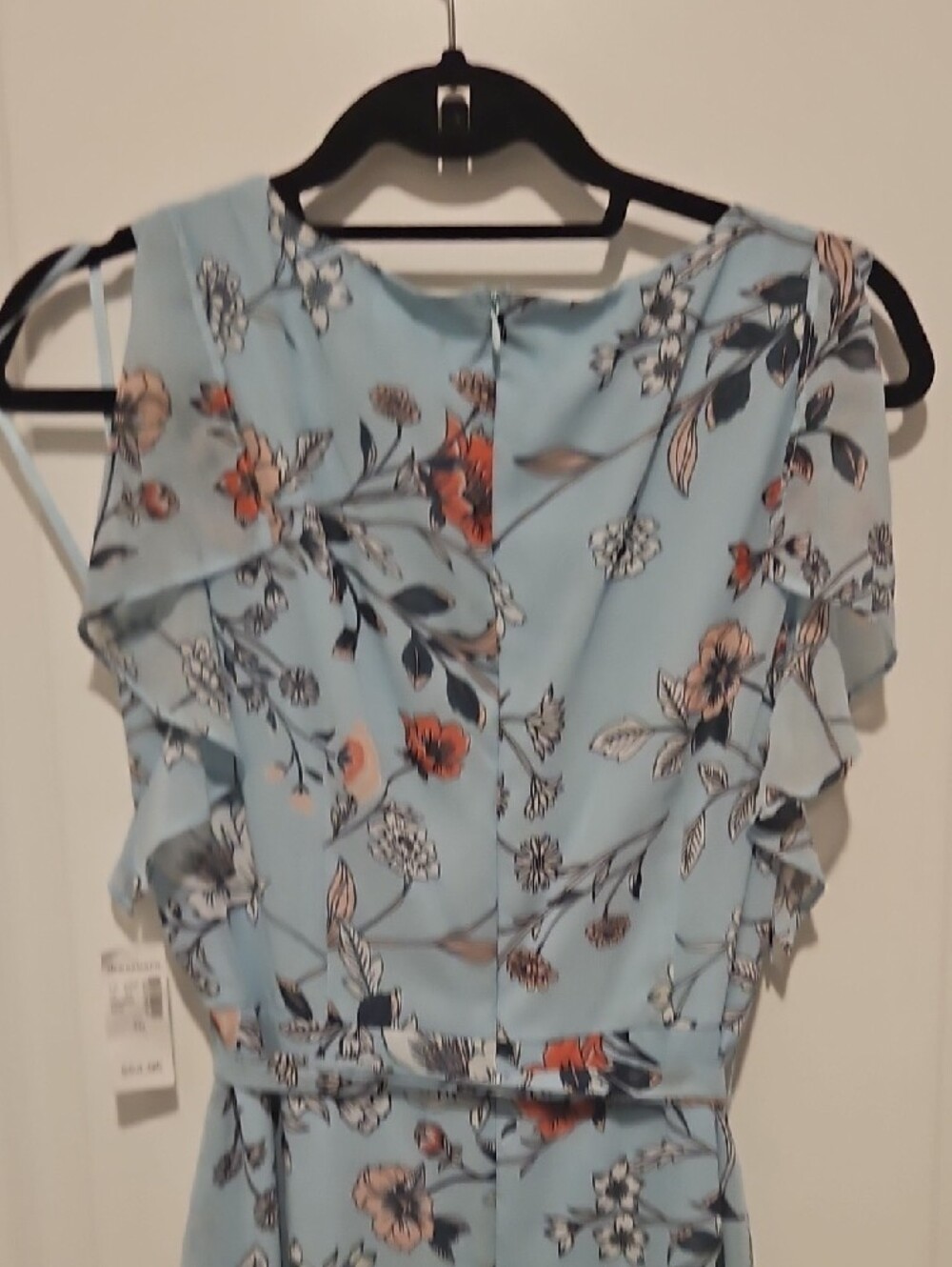 Sky Blue Floral High-Low Ruffle Dress - Picture 5 of 6